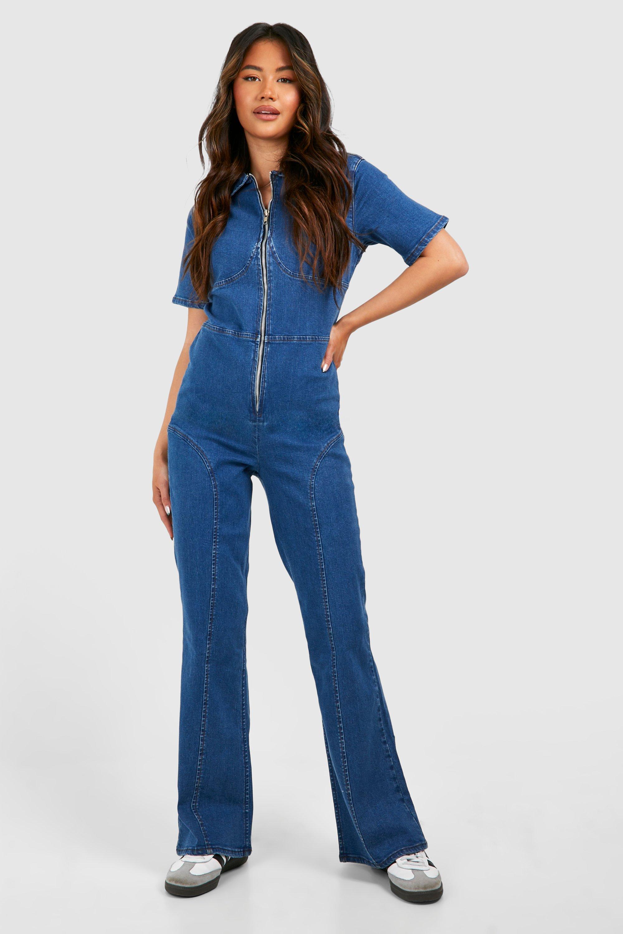 Boohoo denim best sale boiler suit